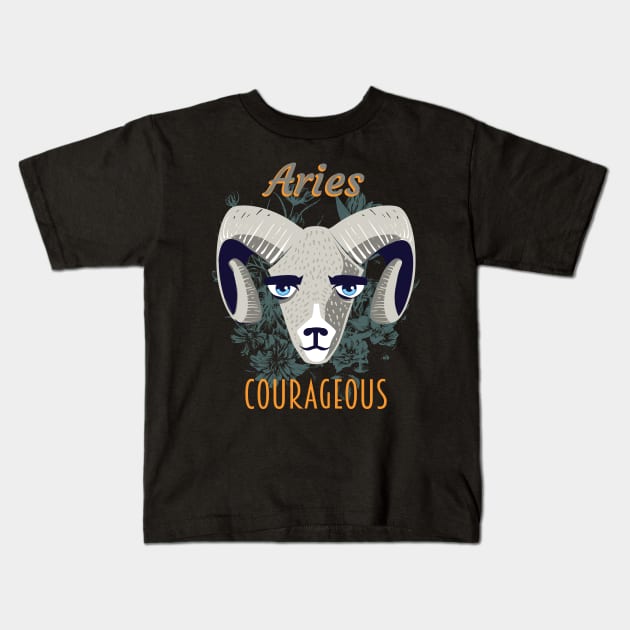 Aries sign of the zodiac Kids T-Shirt by Foxxy Merch